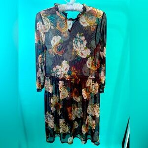 Floral Montez see-through dress in BURGUNDY